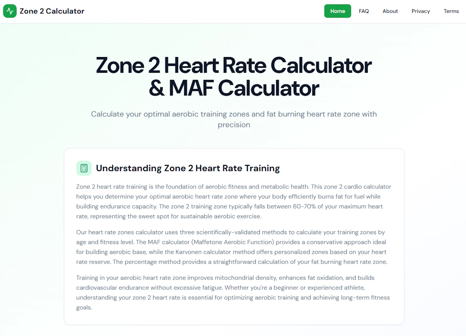 Zone 2 Heart Rate Calculator screenshot 1