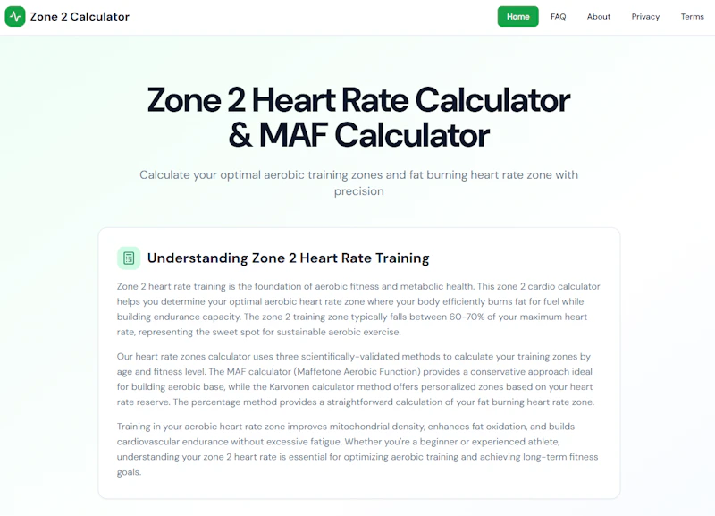 Zone 2 Heart Rate Calculator screenshot 1