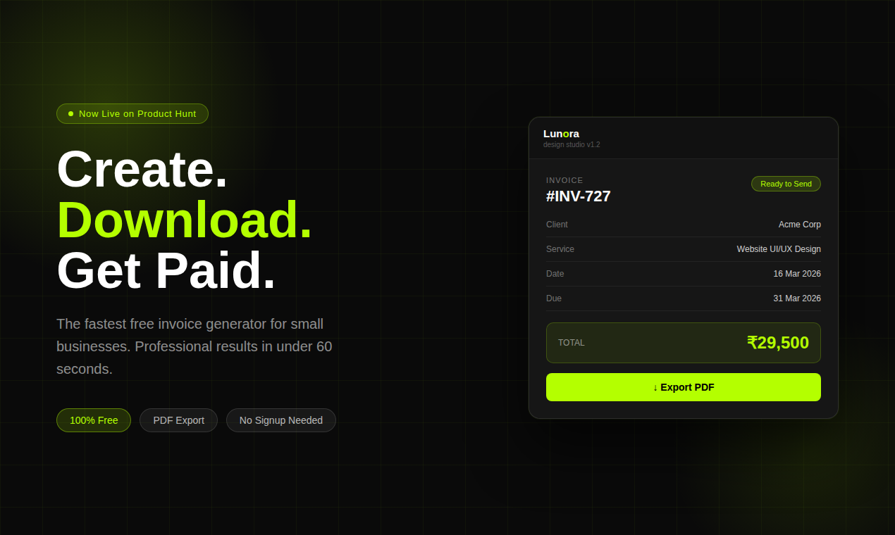 Lunora Invoice Generator gallery image