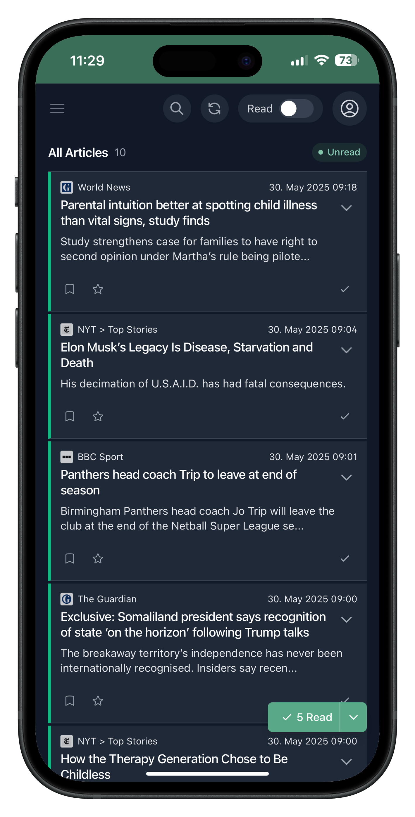 Подача в подачу - Служба RSS Reader & Sync для всех ваших любимых каналов медиа 4