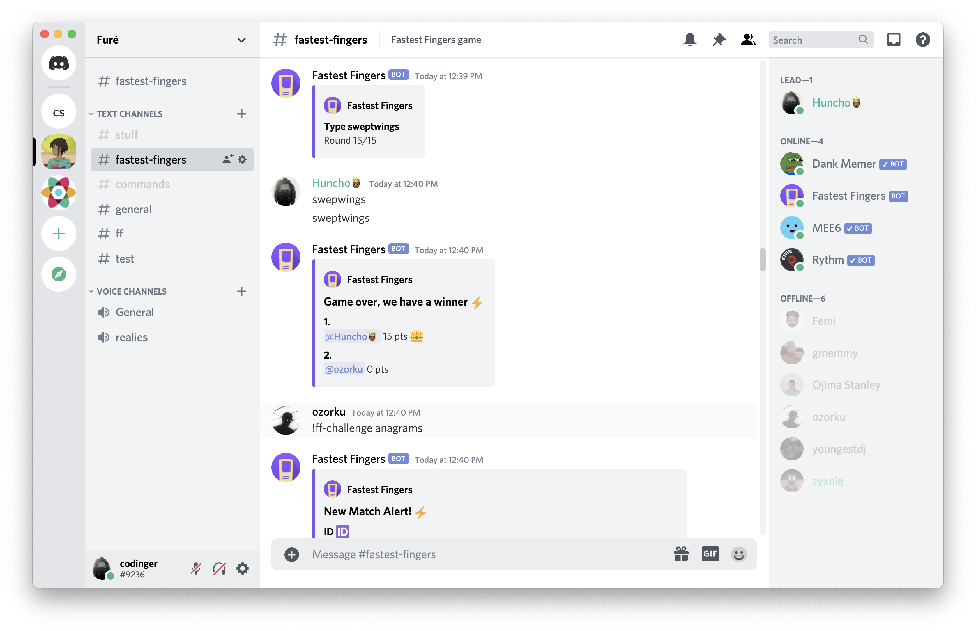 Fastest Fingers for Slack and Discord gallery image