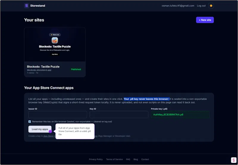 Storestand — launch screenshot 2