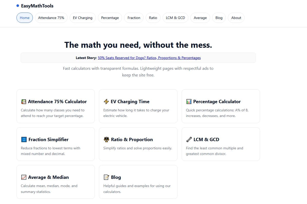 EasyMathsTools — Simple Calculators