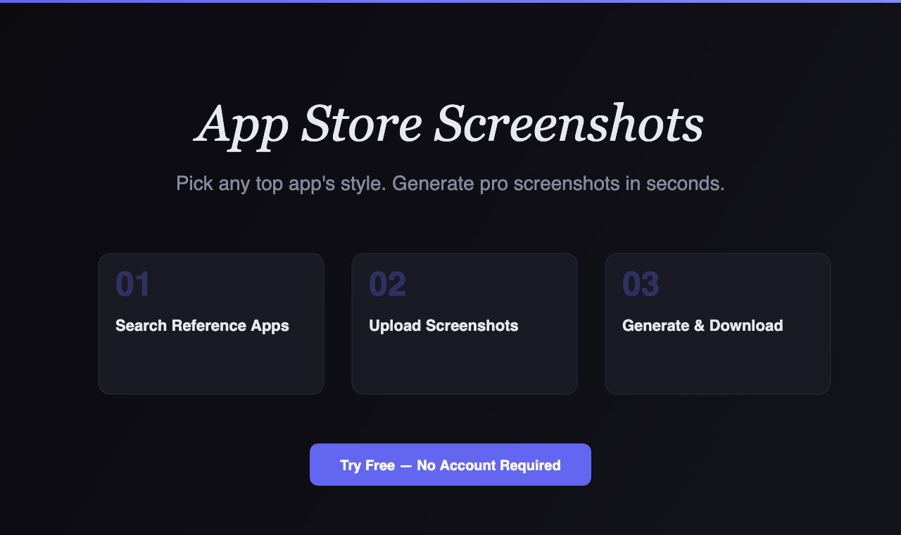App Store Screenshot Generator - Main product screenshot demonstrating key features and user interface