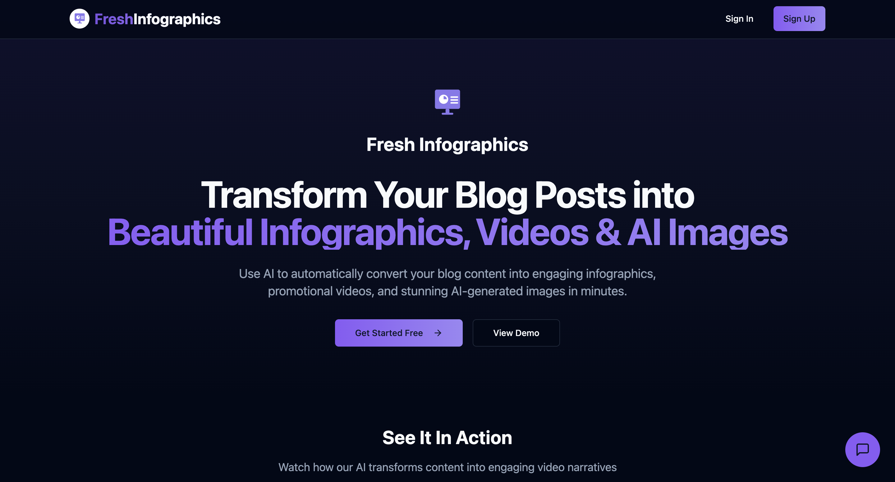 FreshInfographics - Main product screenshot demonstrating key features and user interface