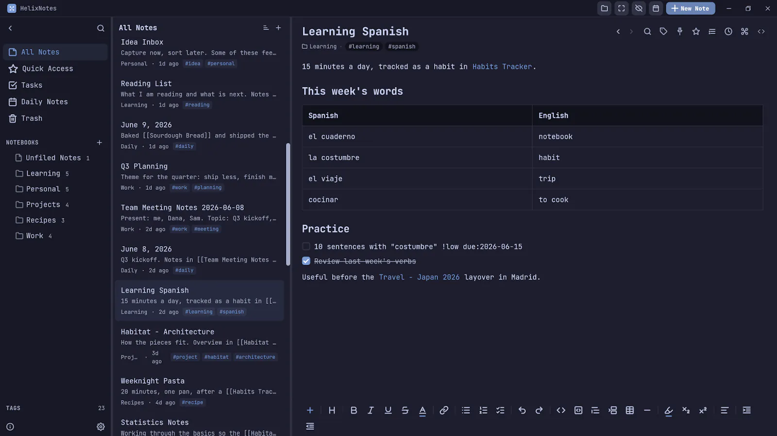HelixNotes screenshot 1