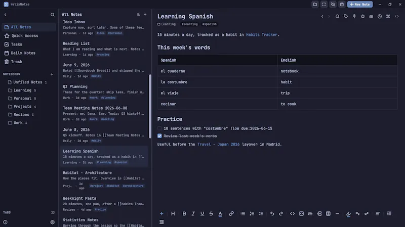 HelixNotes screenshot 1