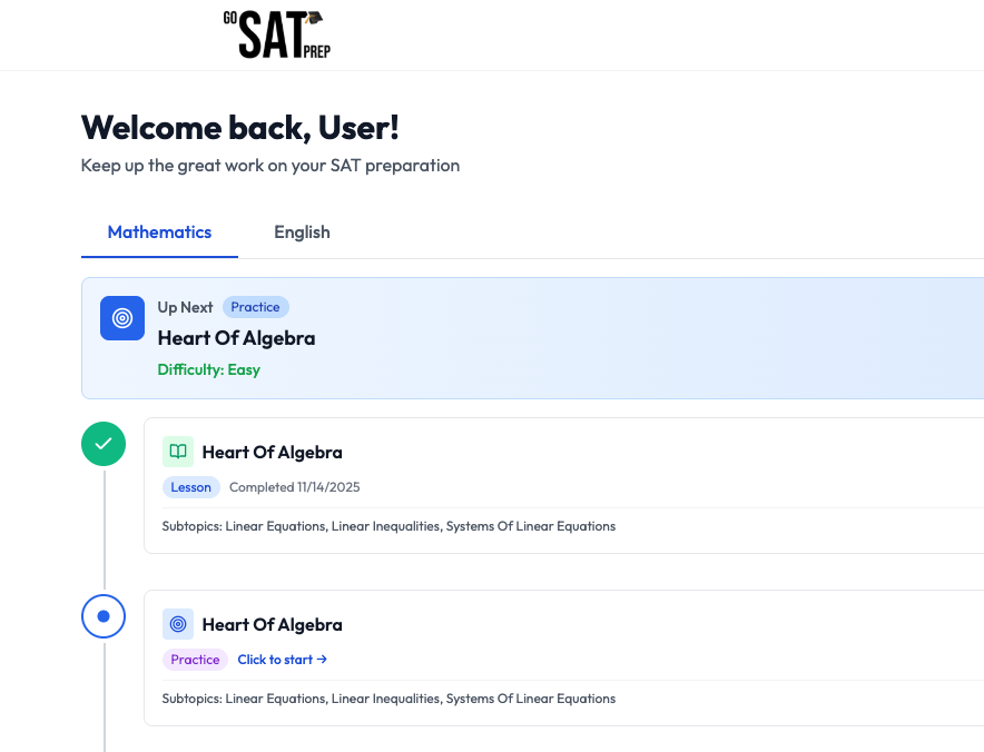 GoSATPrep - Main screenshot showing features and interface