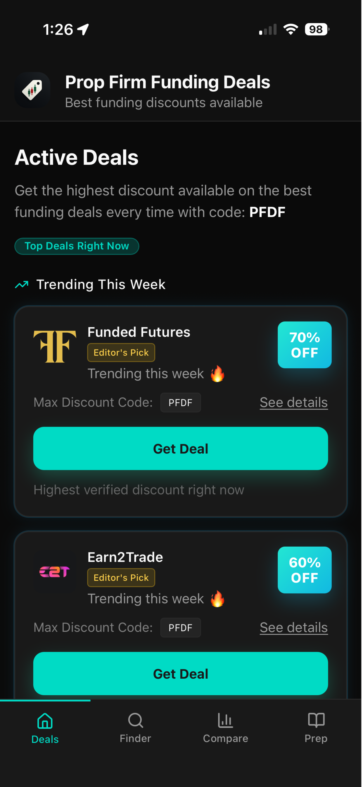 Prop Firm Deal Finder - Screenshot 3 showing product features and functionality