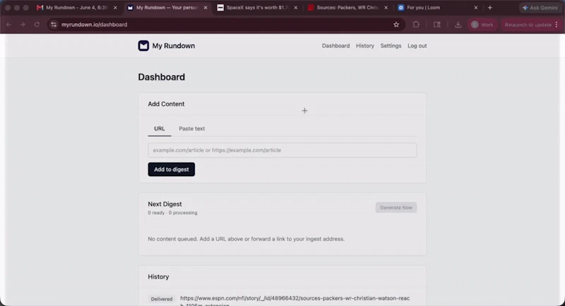 My Rundown screenshot 1 (video preview)
