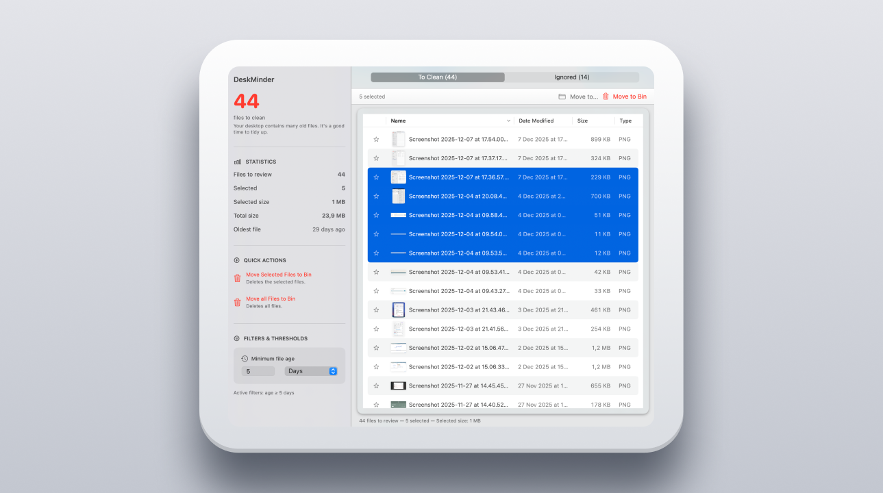 DeskMinder - Main product screenshot demonstrating key features and user interface