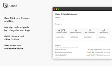 Easy access and management of code with Notion template, boosting productivity