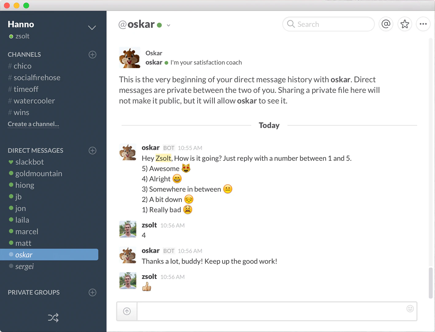 Slack Happiness Tracker