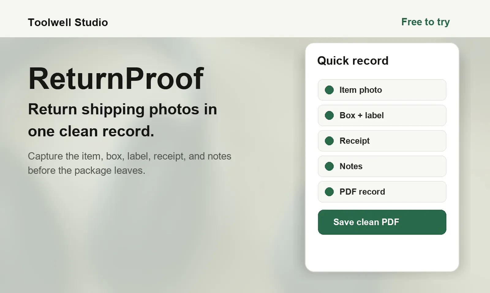 ReturnProof screenshot 2
