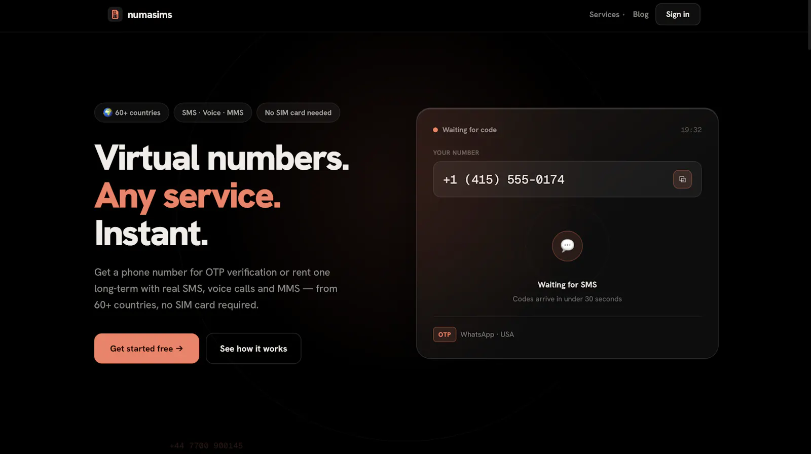 numasims — Virtual Phone Numbers  screenshot 1
