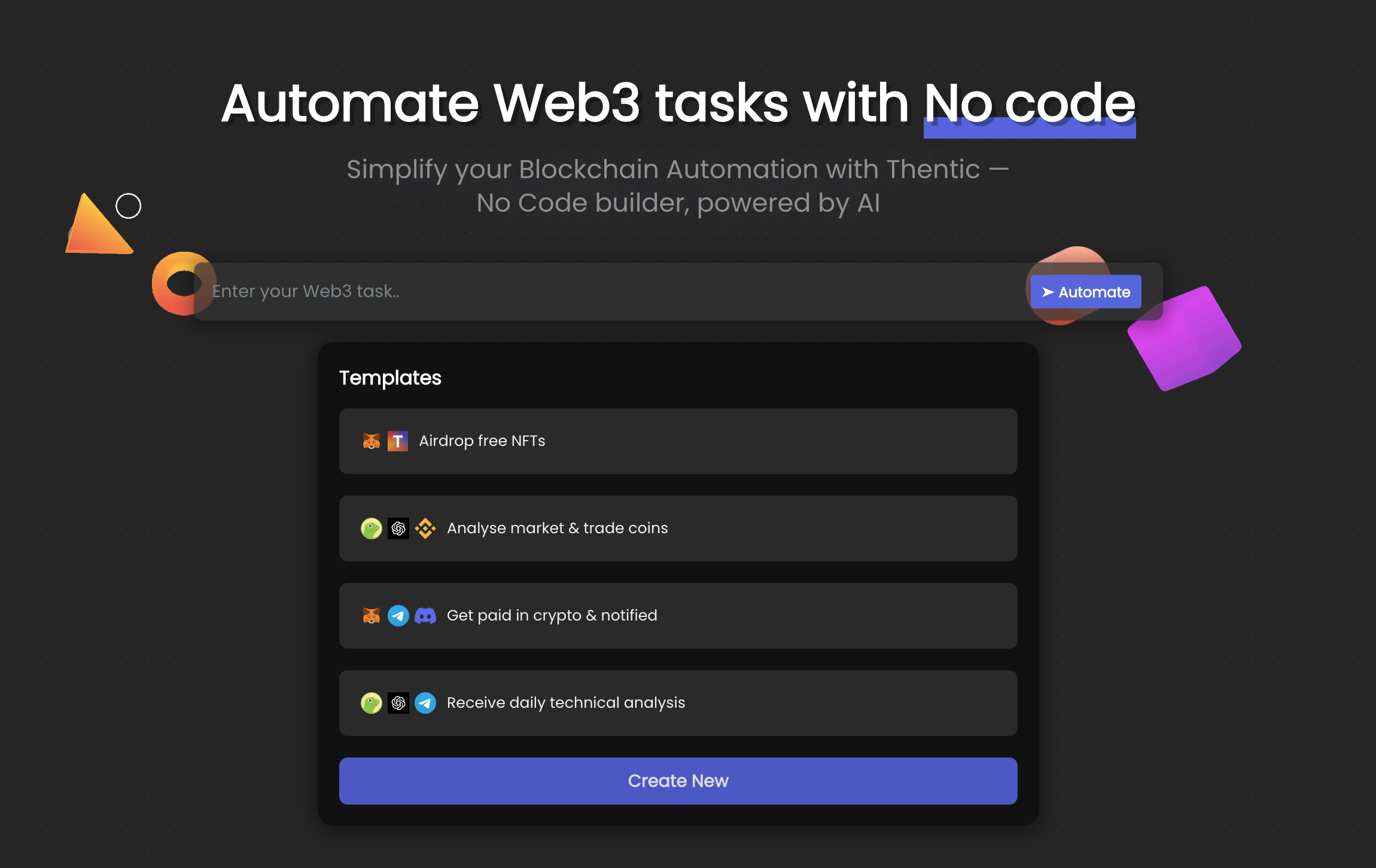 startuptile Thentic-Automate Web3 tasks with No code & AI