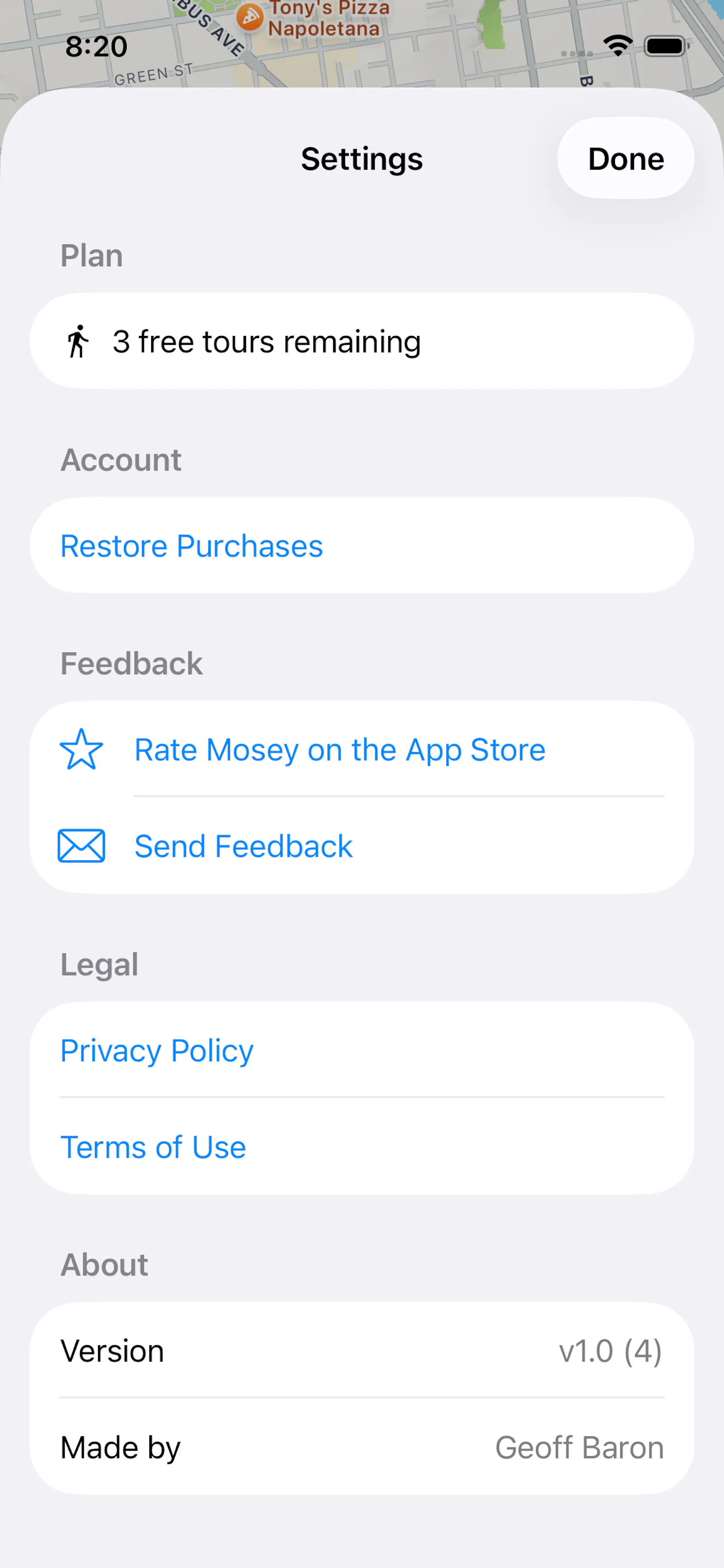 Mosey Tour Builder screenshot 1