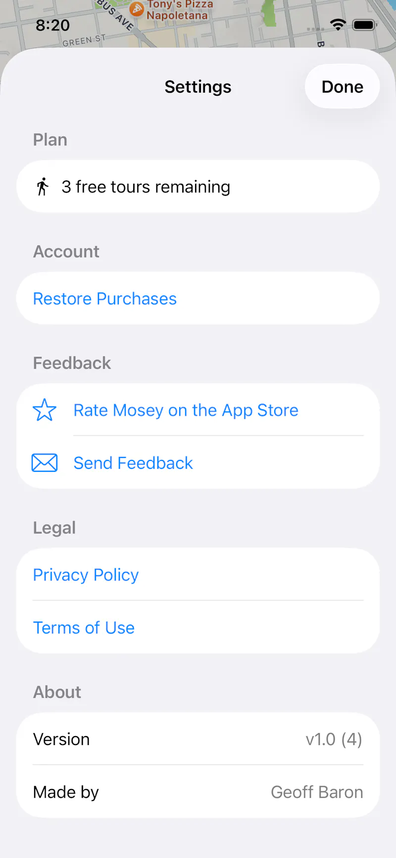 Mosey Tour Builder screenshot 1