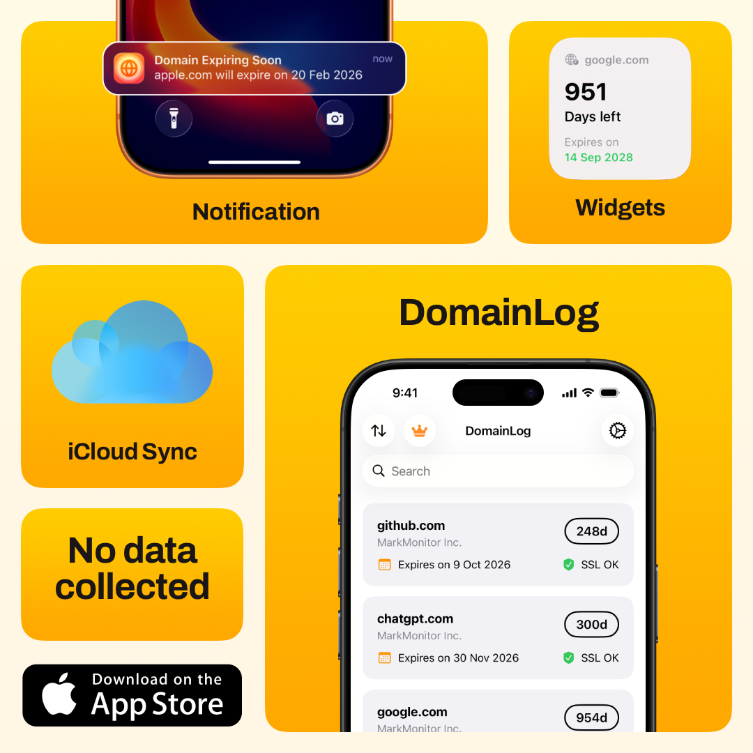 DomainLog - Domain Tracking - Main product screenshot demonstrating key features and user interface