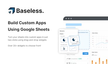 Screenshot of Google Sheets integration feature in Baseless app creation platform.