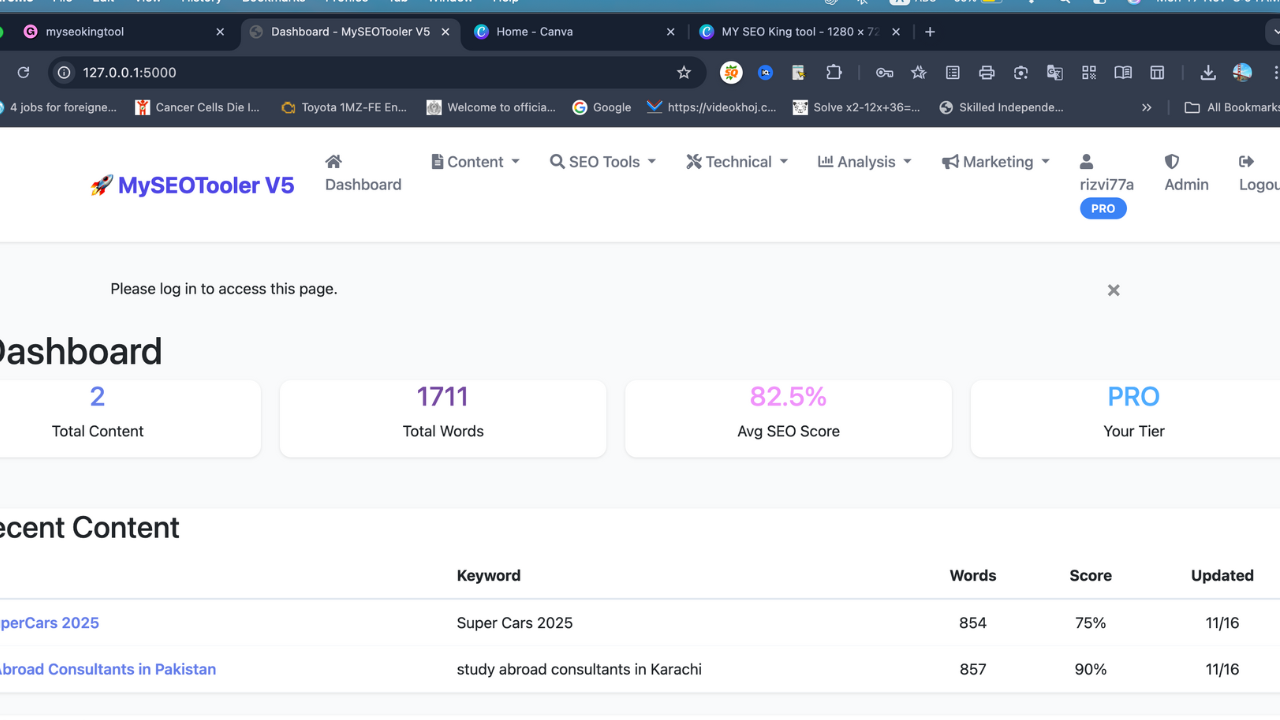 My SEO King Tool - Main product screenshot demonstrating key features and user interface
