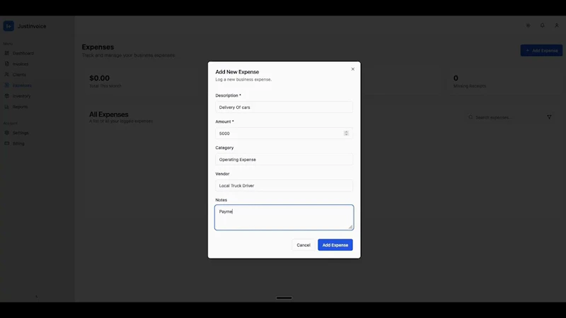 JustInvoice screenshot 1 (video preview)