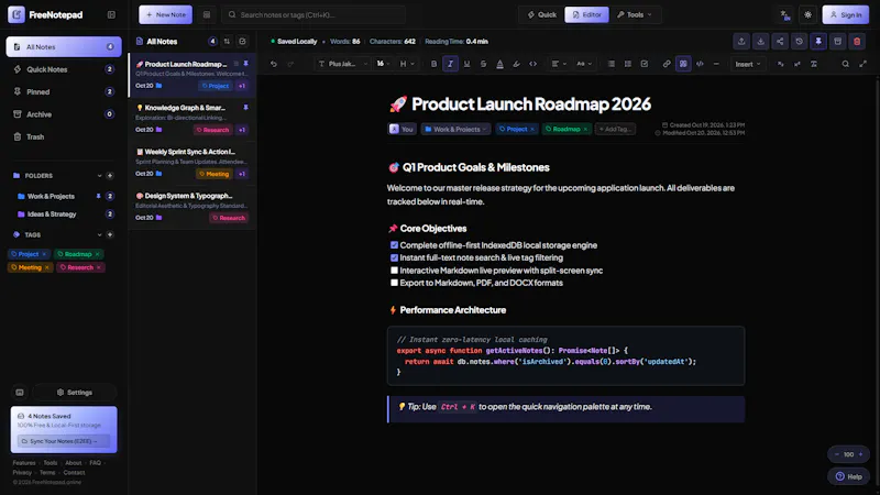 Free Notepad screenshot 1