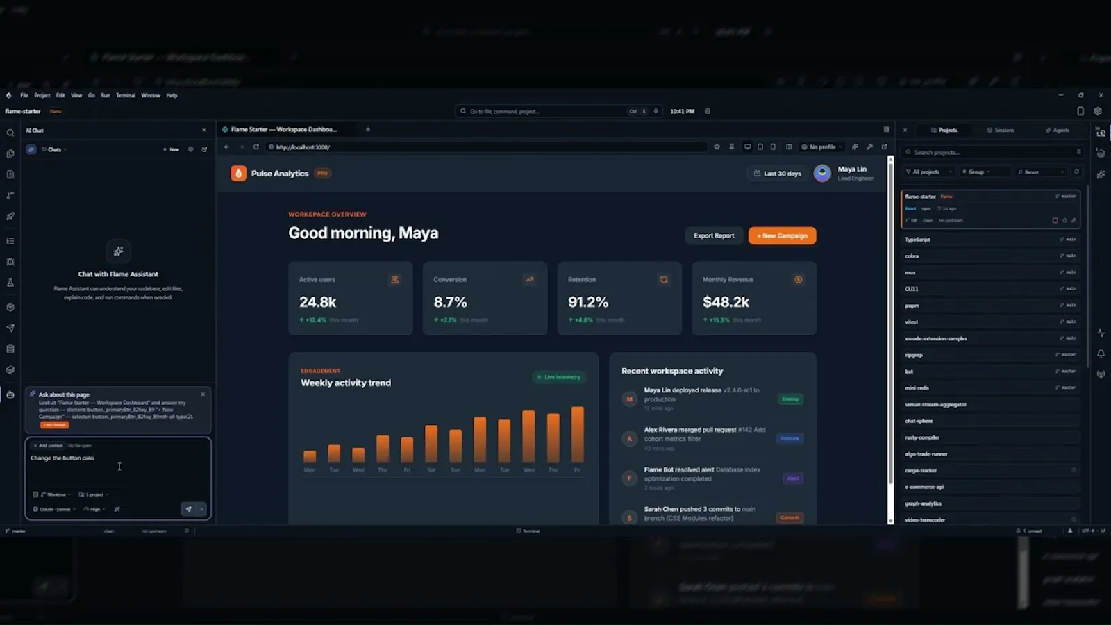 Flame IDE screenshot 1 (video preview)