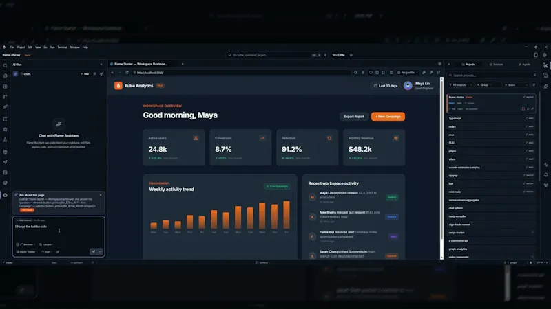 Flame IDE screenshot 1 (video preview)