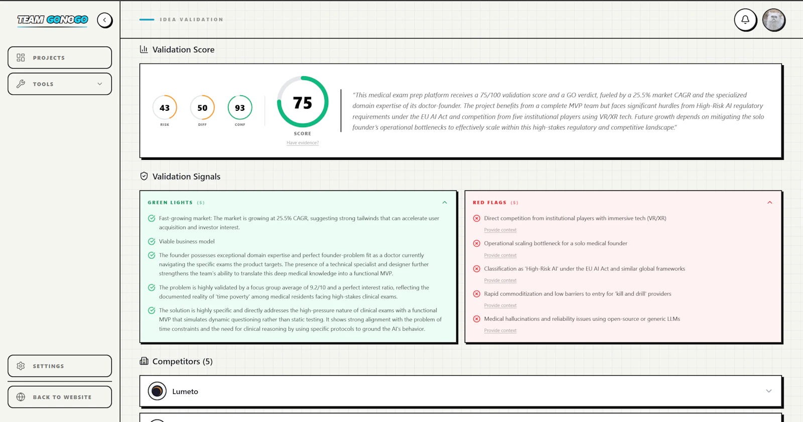 GoNoGo.team screenshot 4