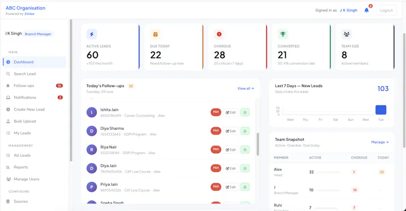 Ziniee CRM screenshot 1