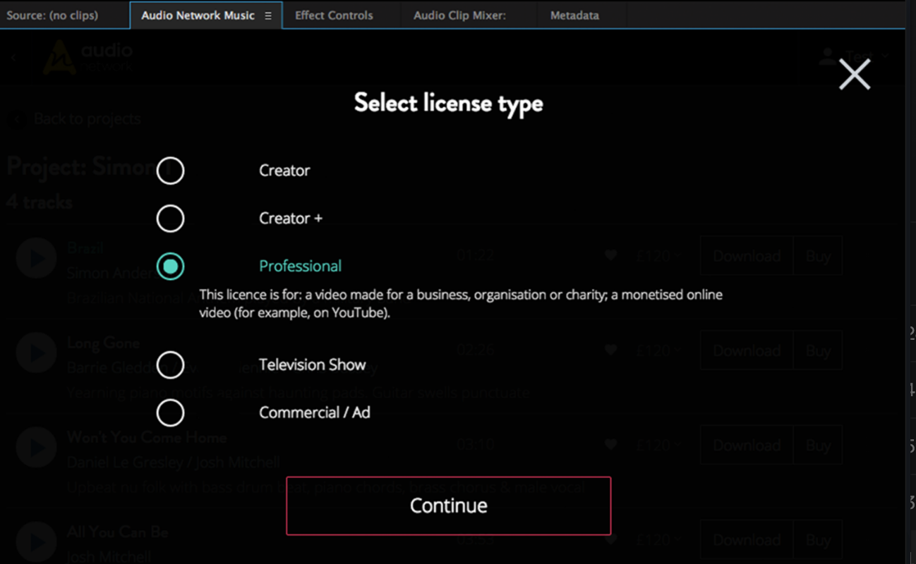 Audio Network plug-in for Adobe Premiere CC gallery image