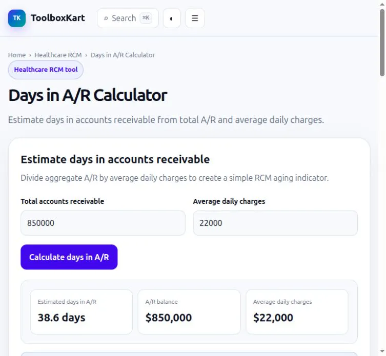 Days in A/R Calculator gallery image