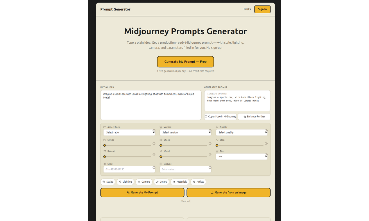 Midjourney Prompt Generator gallery image