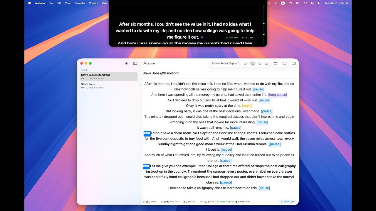 Avocado, invisible prompter for Mac gallery image