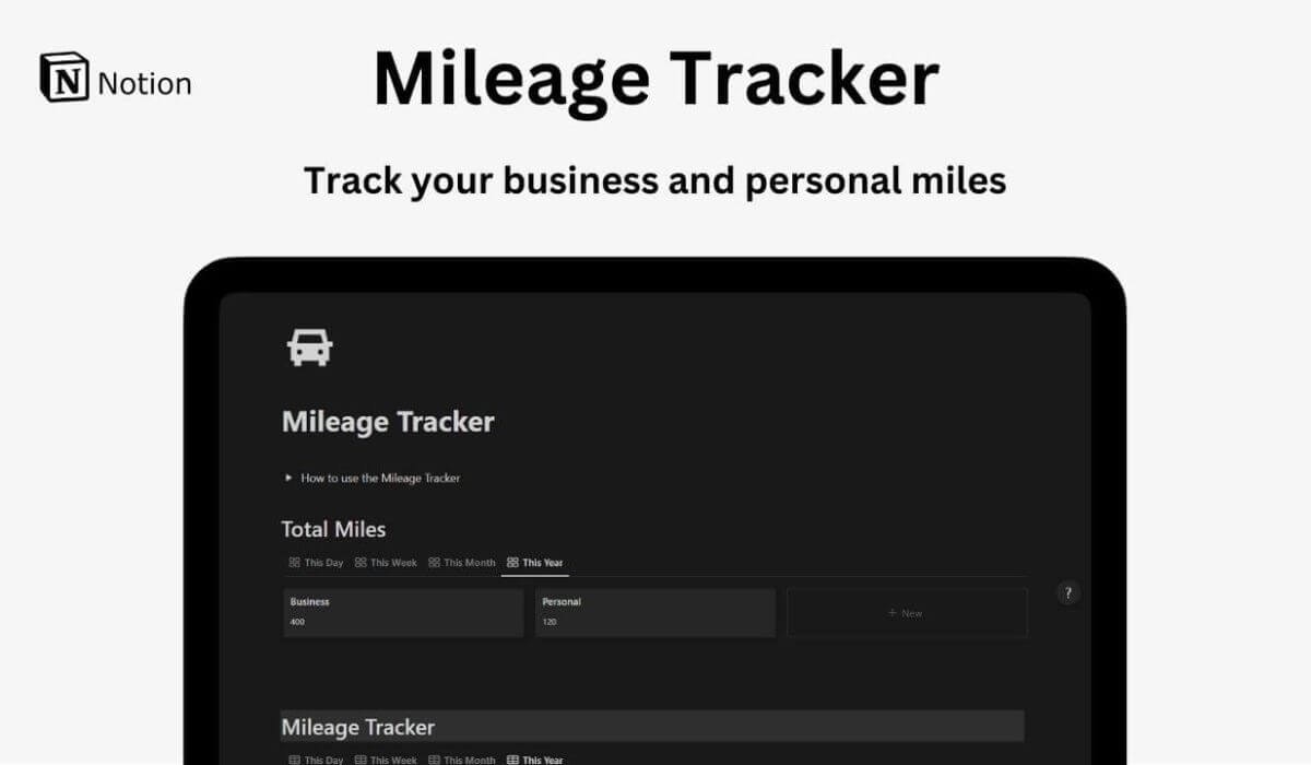 Notion Mileage Tracker - Vereenvoudig uw leven en stroomlijnen uw kilometers volgen media 1