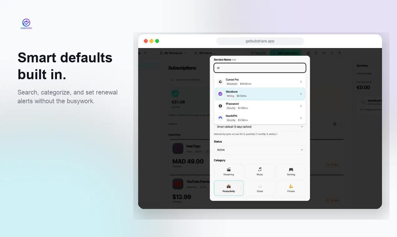 SubShare: Subscription Tracker gallery image