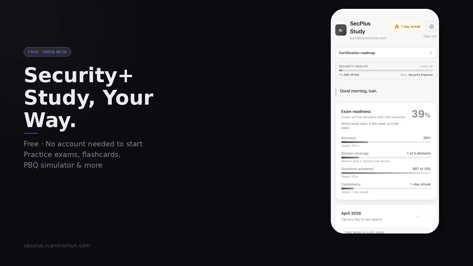 SecPlus Study — Free Security+ App screenshot 4
