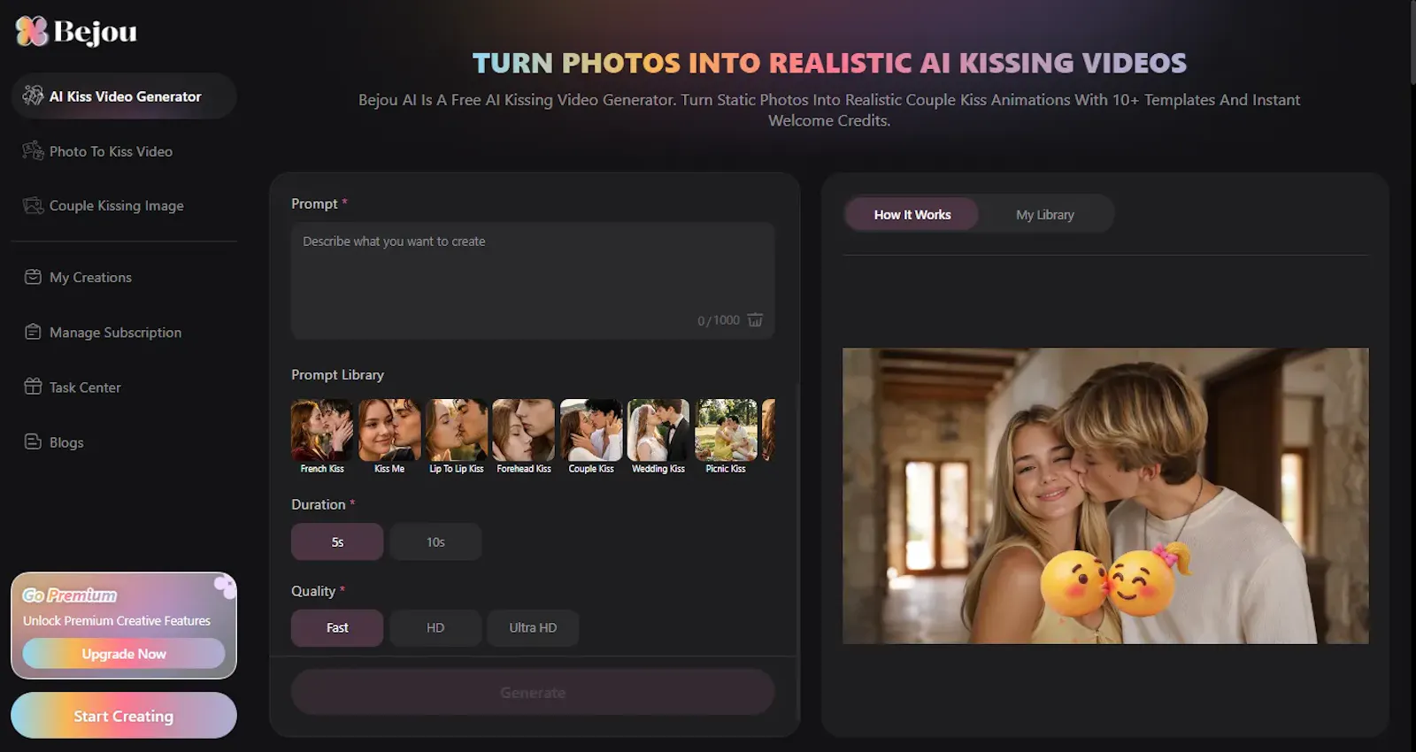 Bejou AI: AI Kiss Video Generator screenshot 1