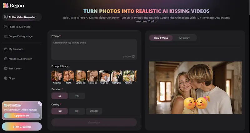 Bejou AI: AI Kiss Video Generator screenshot 1