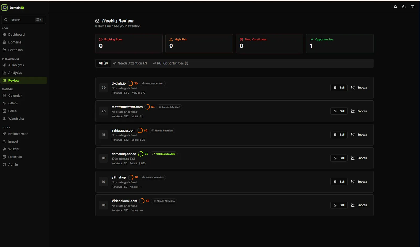 DomainIQ screenshot 2