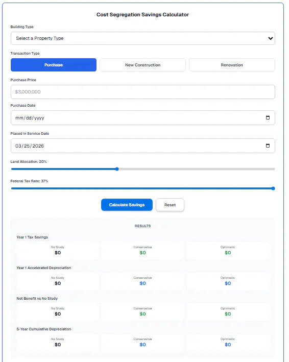 Cost Segregation Calculator 제품 배너