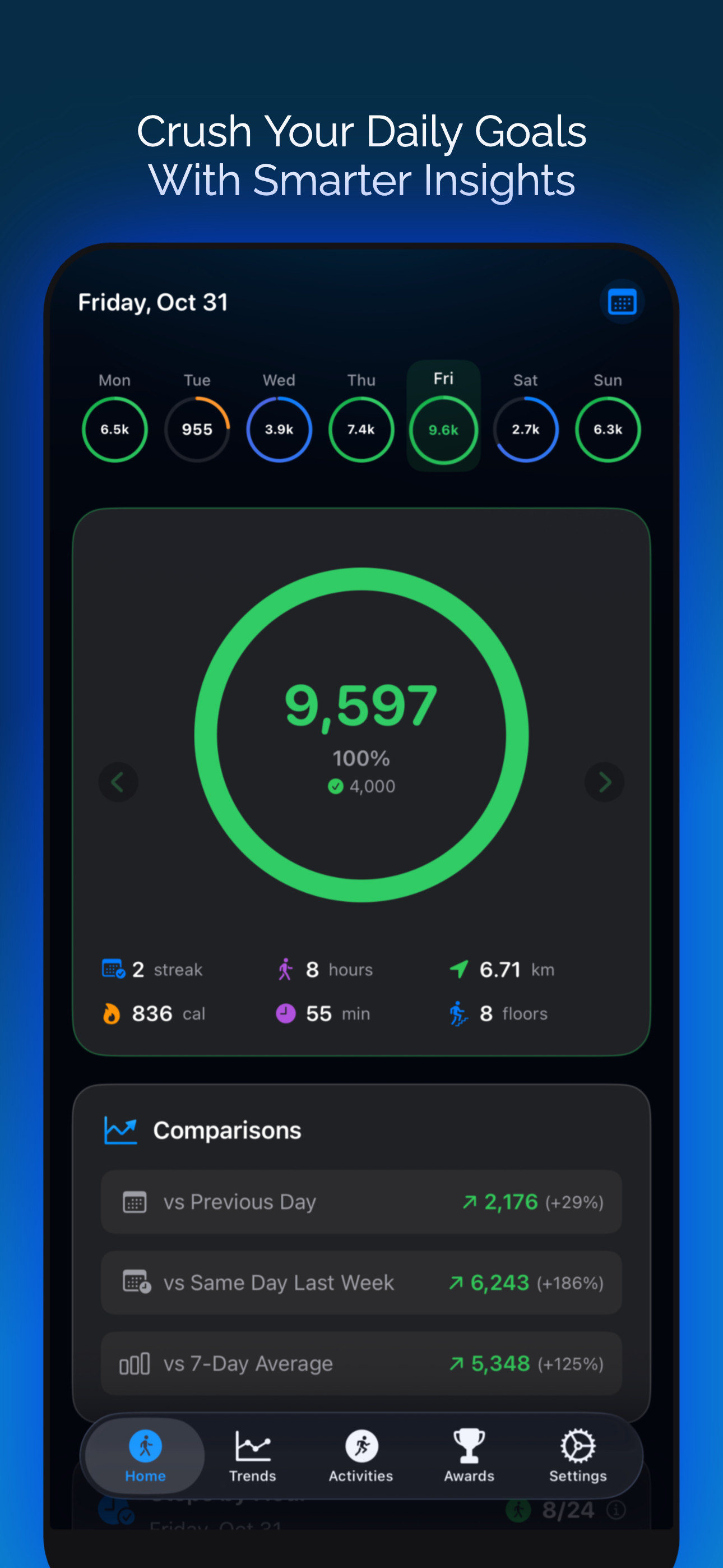 Steply: Steps App Pedometer - Main product screenshot demonstrating key features and user interface