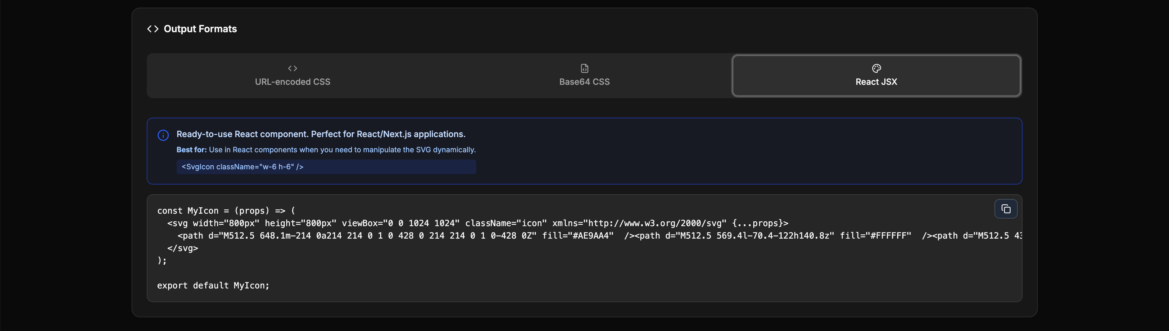 Mídia 2 de Conversor - SVG avançado para CSS e JSX Converter