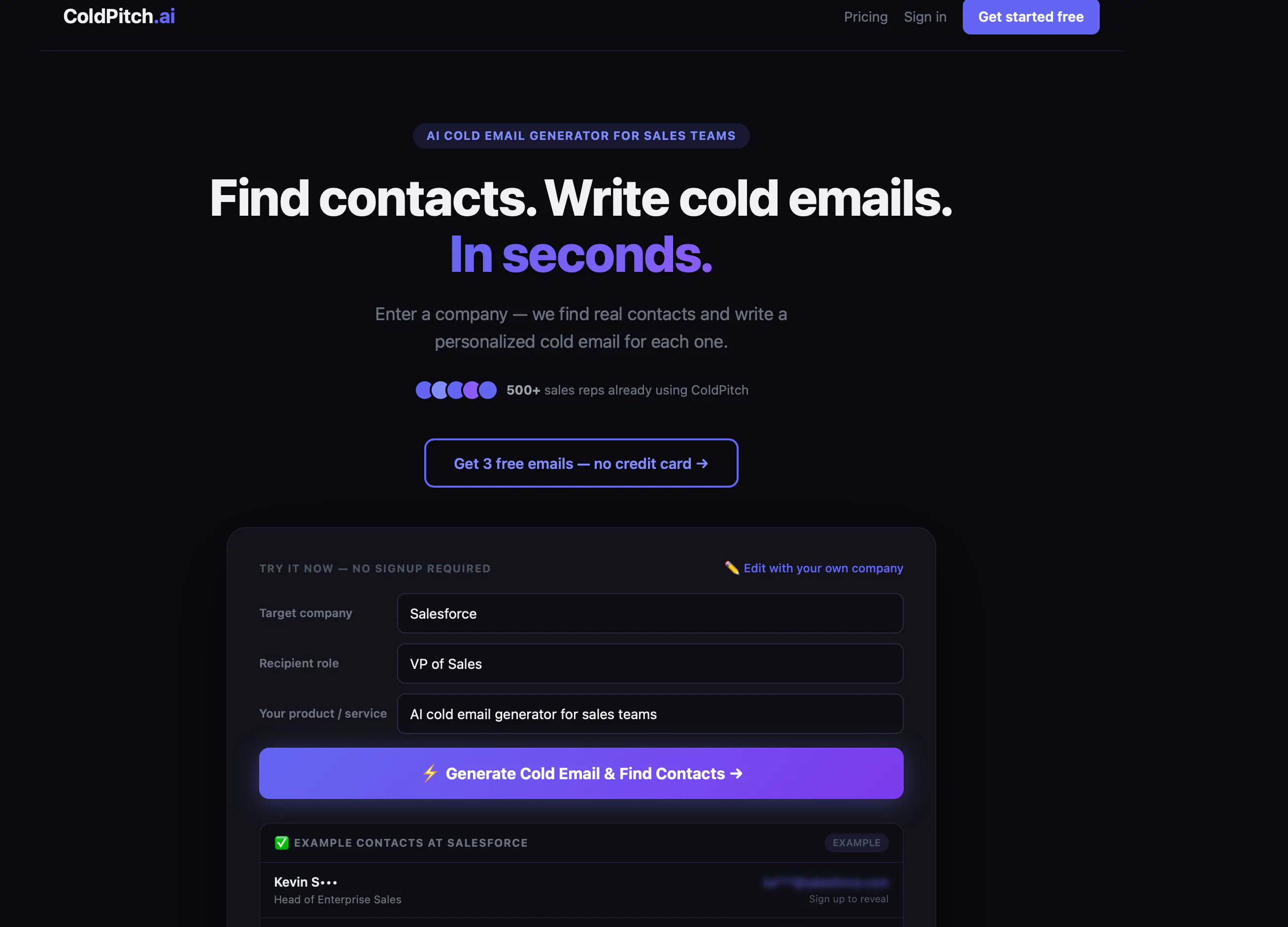 ColdPitch.ai のプロダクトバナー