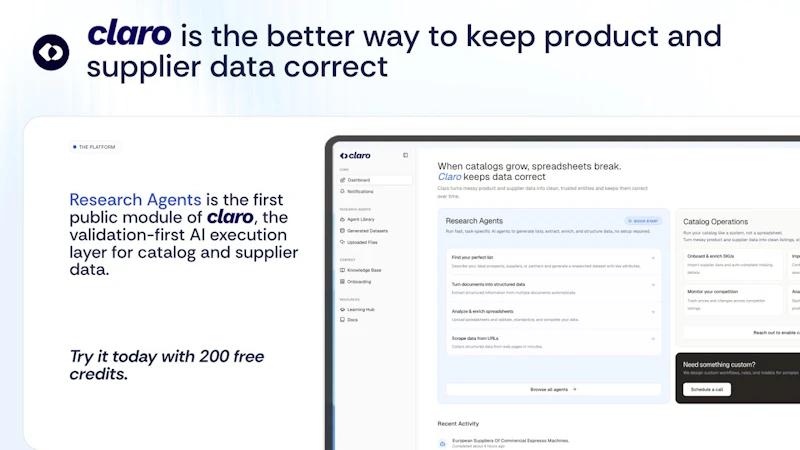 Claro - Research Agents screenshot 1 (video preview)