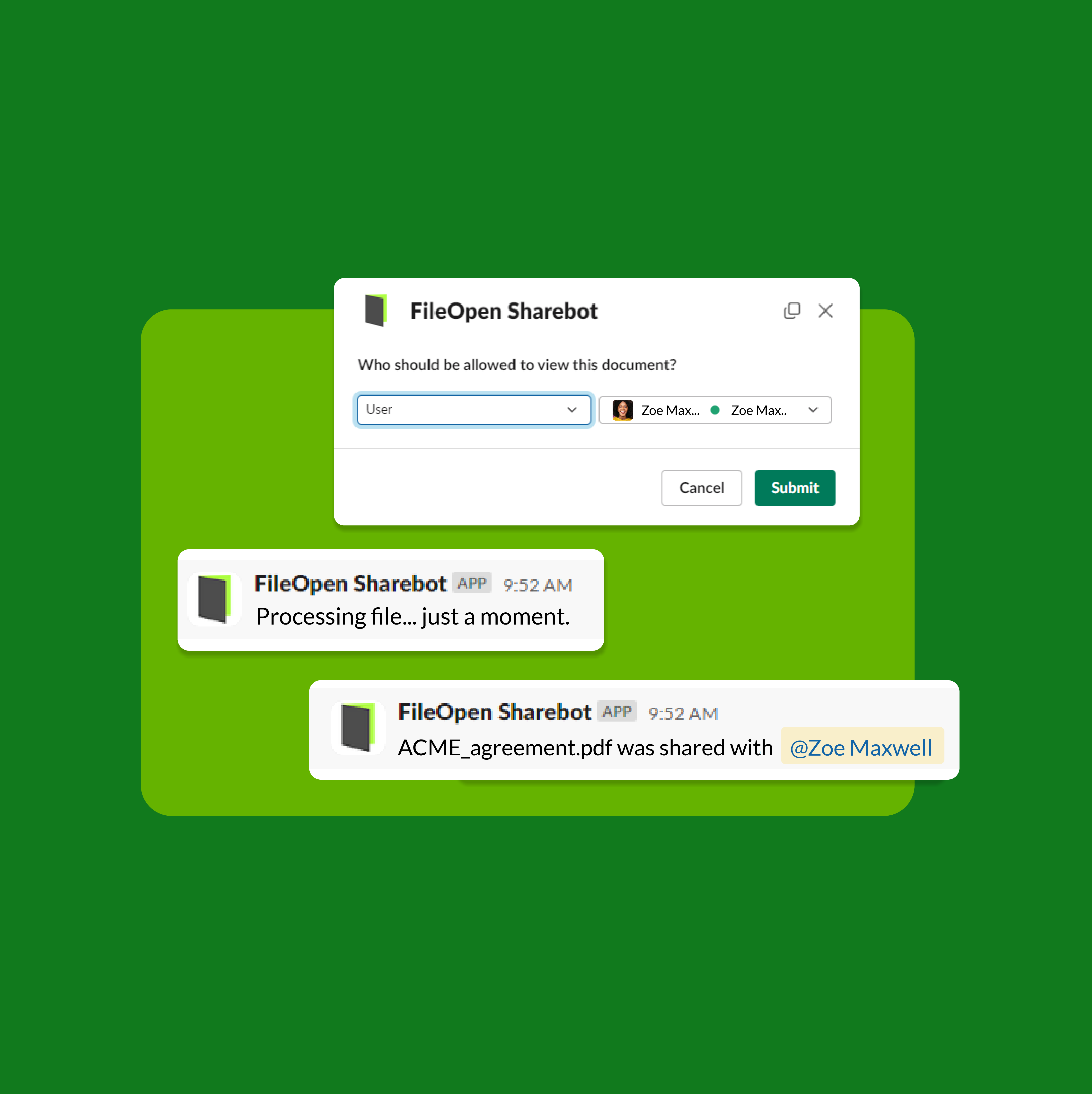 Fileopen sharebot - Сквозная безопасность документа в Slack медиа 2