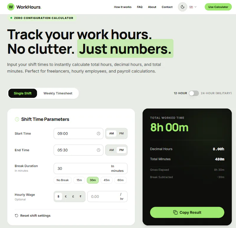 Calculate Work Hours screenshot 1