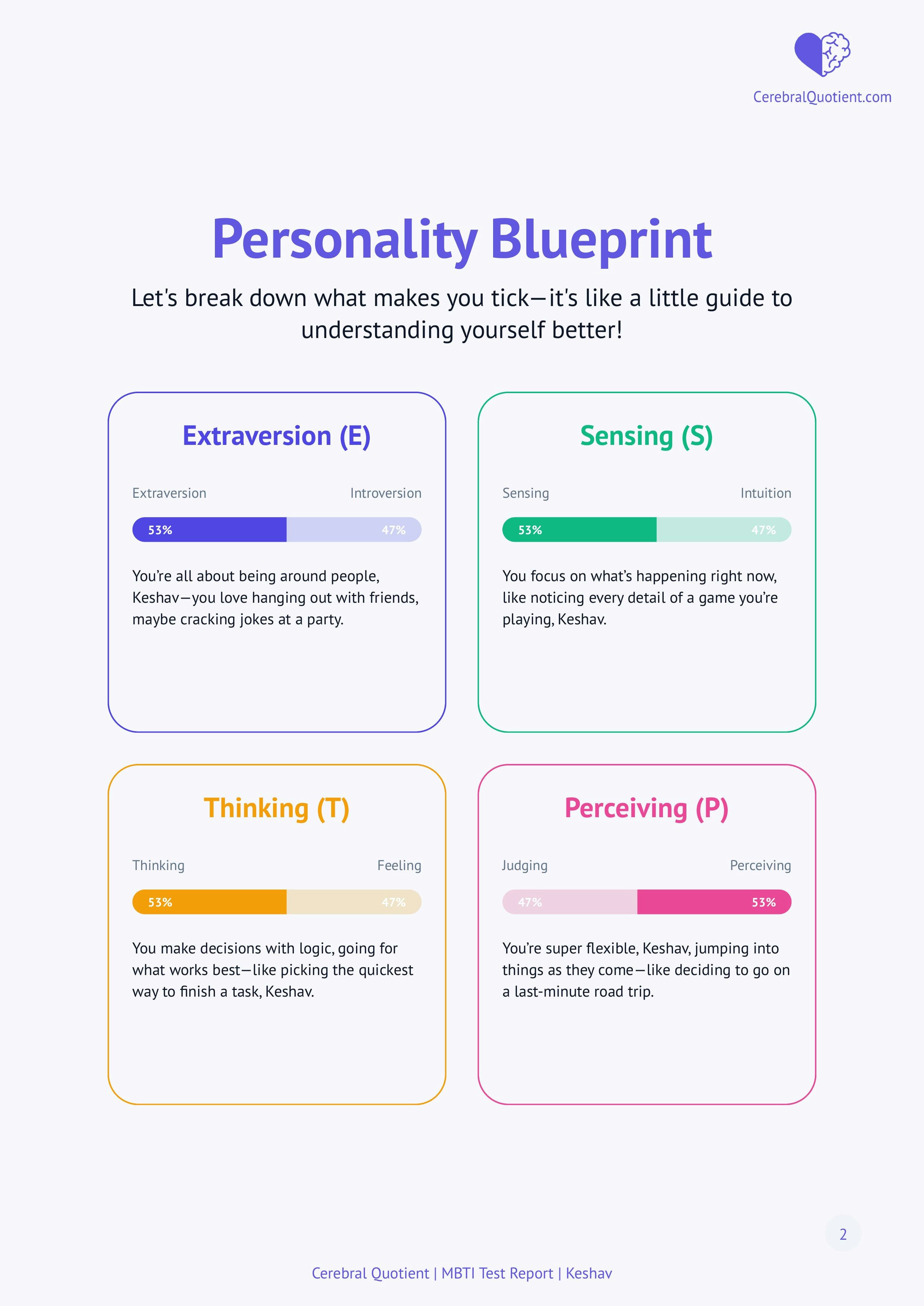 뇌 몫 - MBTI 및 해양 평가 보고서로 자신을 발견하십시오. 미디어 4