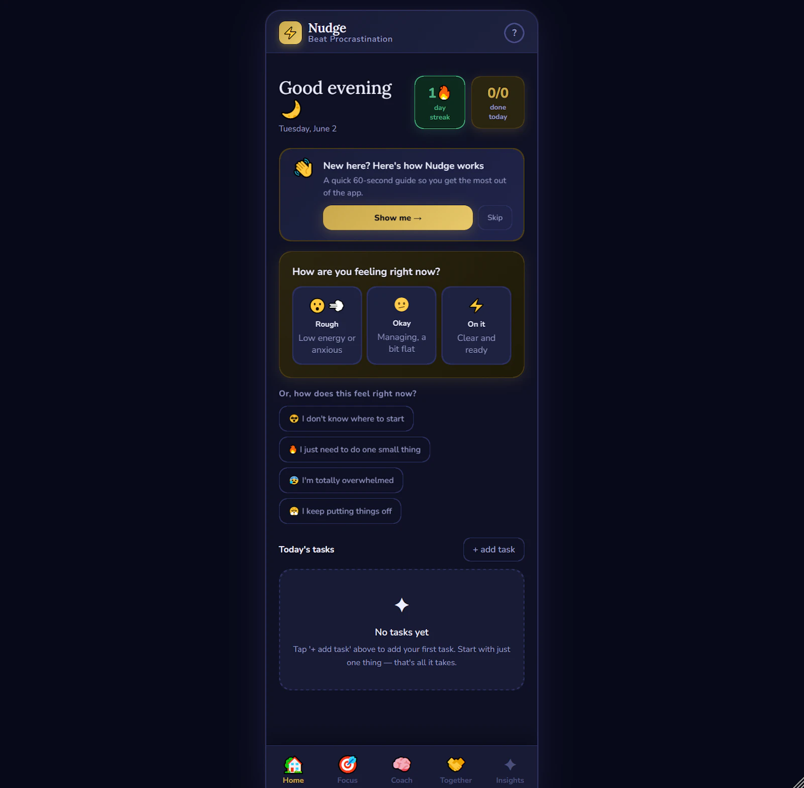 Nudge — Beat Procrastination screenshot 1
